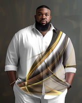 White Gradient Plus Size Long Sleeve Walking Set